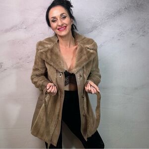 Diamonte by Dubrowsky And Joseph faux leather fur jacket coat lined